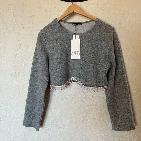 Zara Gray Marled Jewel Soft Sweatshirt - Picture 8 of 16